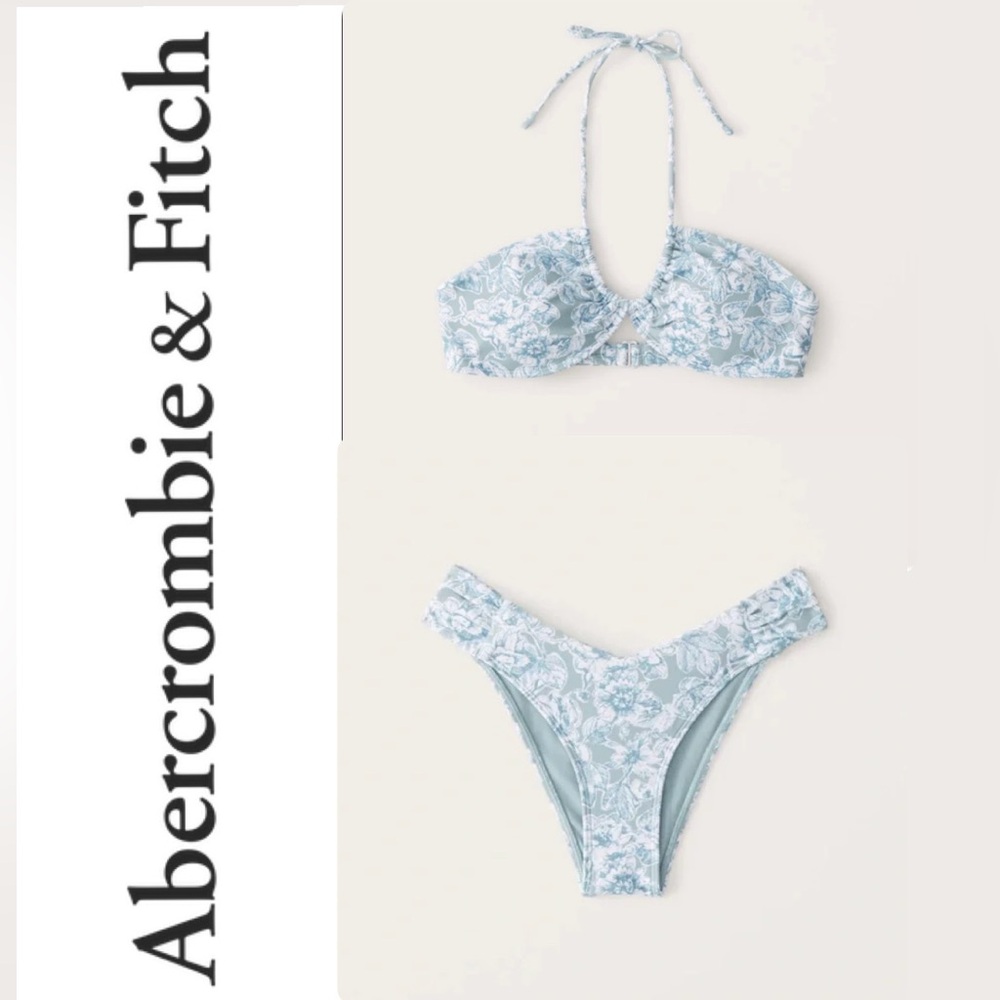 Abercrombie & Fitch Halter Bikini Too & Pleated High-Leg Cheeky Bottoms XXS